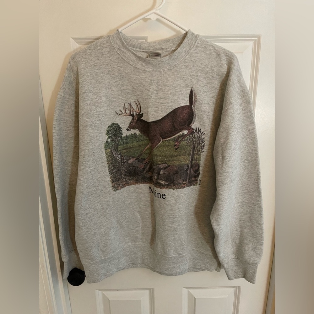 Large Maine White Tailed Deer Crewneck
